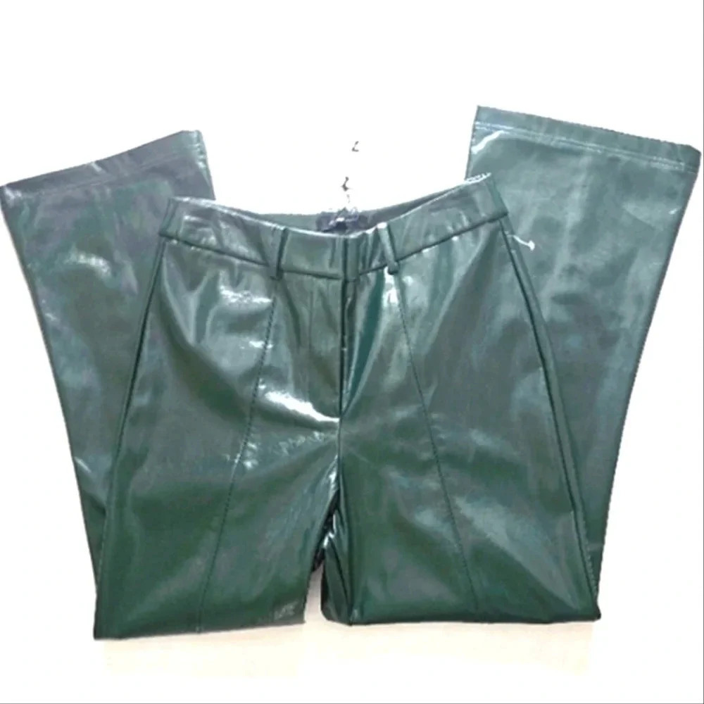 7 For All Mankind Green Vegan Leather Pants